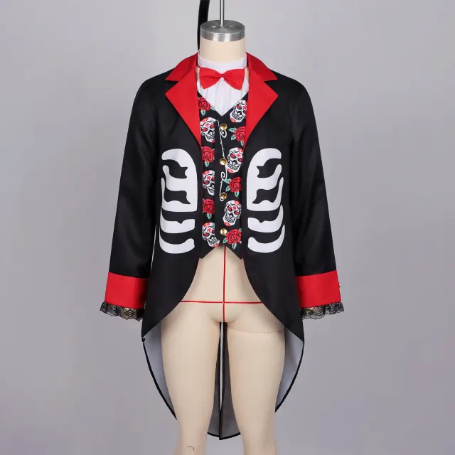 Men's Day of the Dead Skeleton Clown Cosplay Costume detail 1