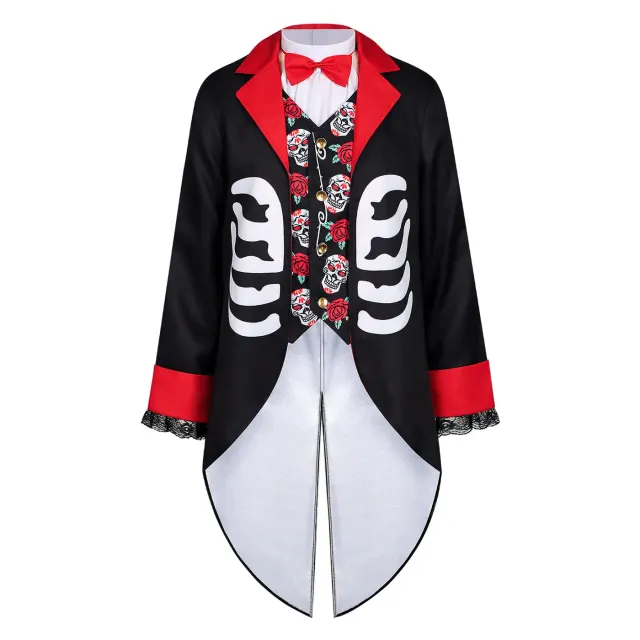 Men's Day of the Dead Skeleton Clown Cosplay Costume detail 2