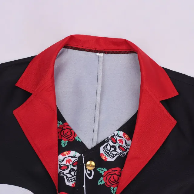Men's Day of the Dead Skeleton Clown Cosplay Costume detail 4