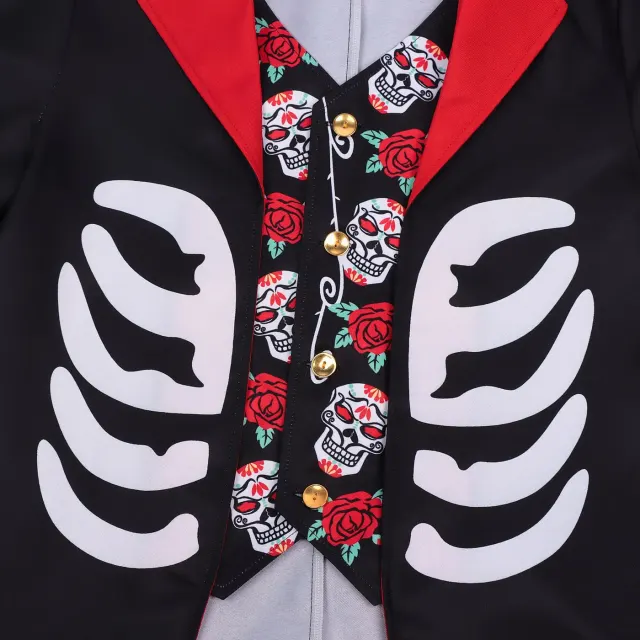 Men's Day of the Dead Skeleton Clown Cosplay Costume detail 6
