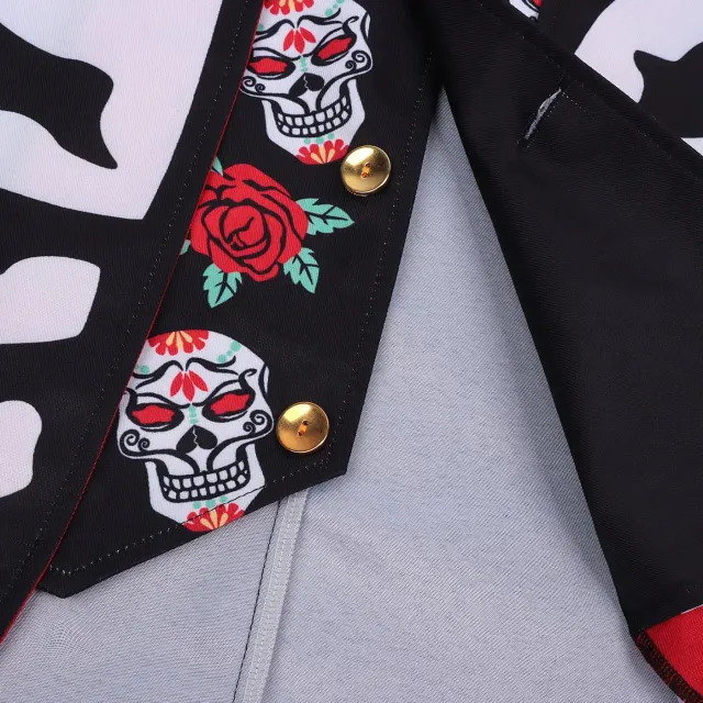 Men's Day of the Dead Skeleton Clown Cosplay Costume detail 7