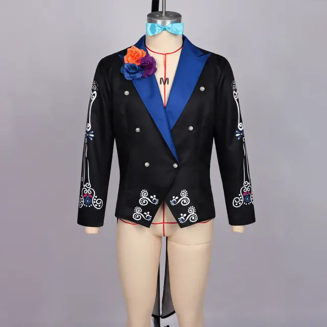 Men's Day of the Dead Skeleton Clown Cosplay Costume detail 14