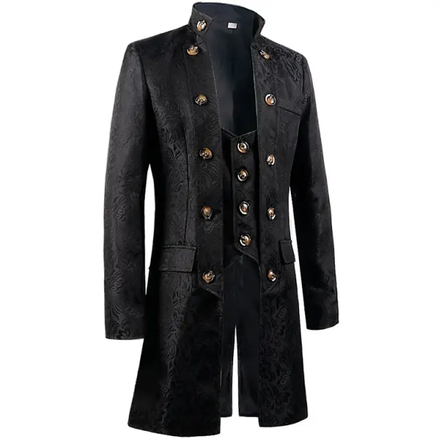 detalle de Conjunto de disfraz de noble medieval de corte europeo con jacquard para hombre 2