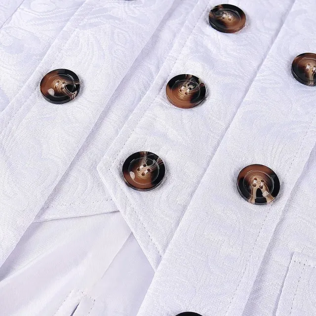 detalle de Conjunto de disfraz de noble medieval de corte europeo con jacquard para hombre 14