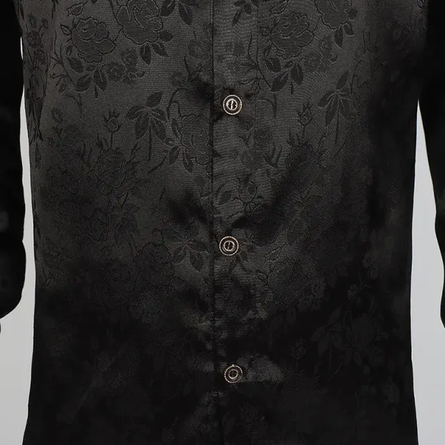 Men's Floral Jacquard Satin-Finish Button-Down Dress Shirt detail 1