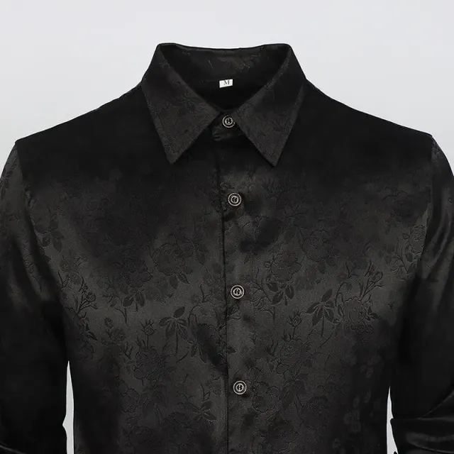 Men's Floral Jacquard Satin-Finish Button-Down Dress Shirt detail 2