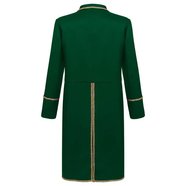 Men's Gold-Trim Medieval Prince Tailcoat for Cosplay detail 1