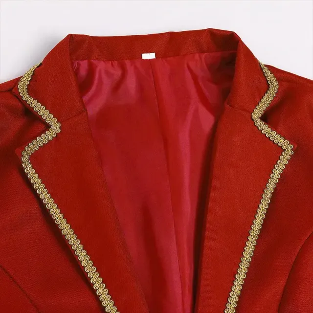 Men's Gold-Trim Medieval Prince Tailcoat for Cosplay detail 8