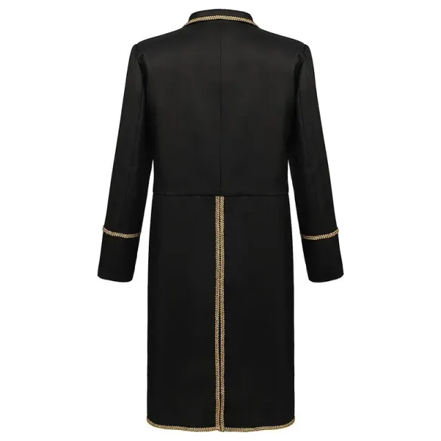 Men's Gold-Trim Medieval Prince Tailcoat for Cosplay detail 12