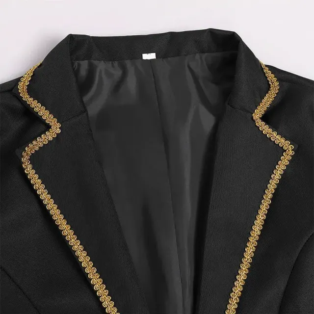 Men's Gold-Trim Medieval Prince Tailcoat for Cosplay detail 13