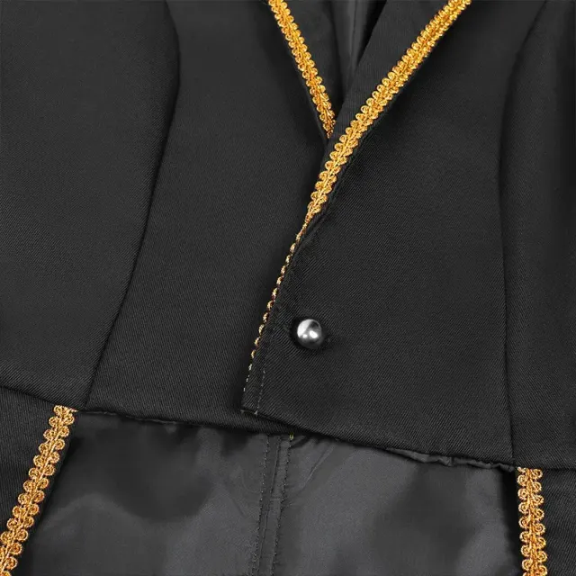 Men's Gold-Trim Medieval Prince Tailcoat for Cosplay detail 14