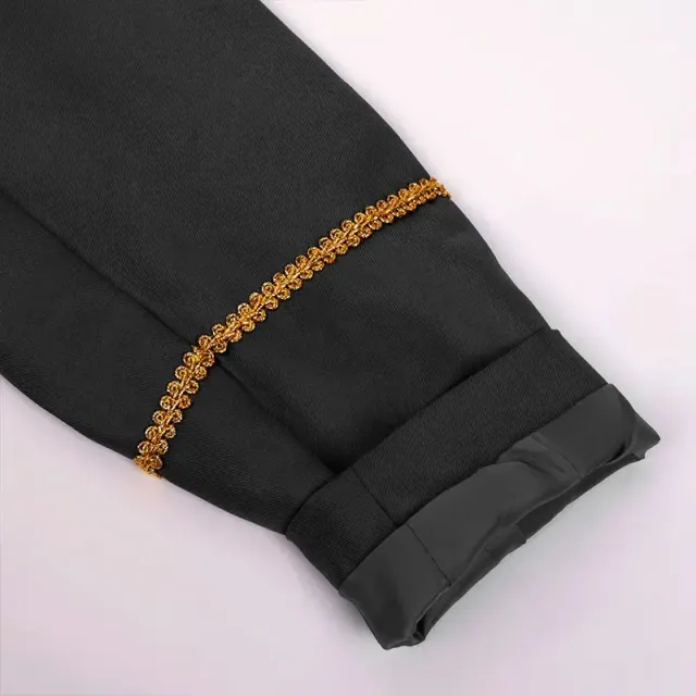 Men's Gold-Trim Medieval Prince Tailcoat for Cosplay detail 15