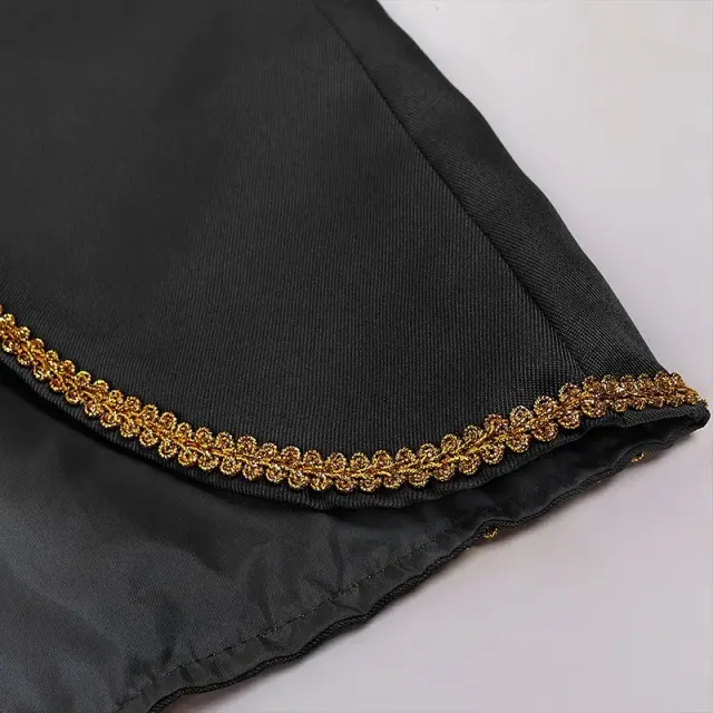 Men's Gold-Trim Medieval Prince Tailcoat for Cosplay detail 17