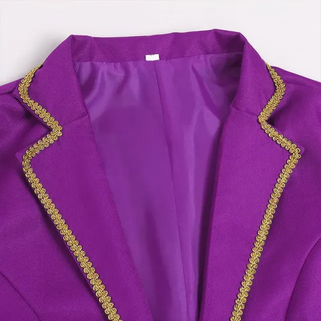 Men's Gold-Trim Medieval Prince Tailcoat for Cosplay detail 19