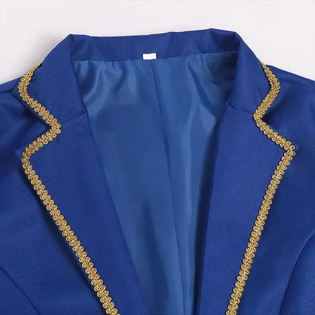 Men's Gold-Trim Medieval Prince Tailcoat for Cosplay detail 22