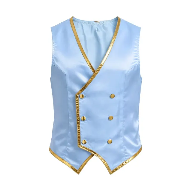 Men's Halloween Gold-Trim Steampunk Victorian Cosplay Vest detail 1
