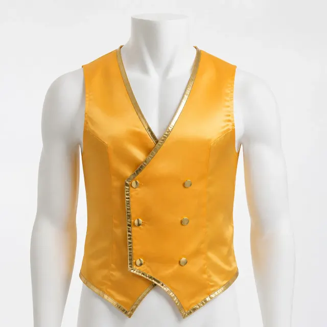 Men's Halloween Gold-Trim Steampunk Victorian Cosplay Vest detail 2