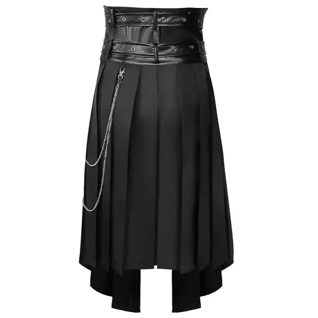Men's Dark Gothic Asymmetric Pleated Cosplay Skirt detail 2