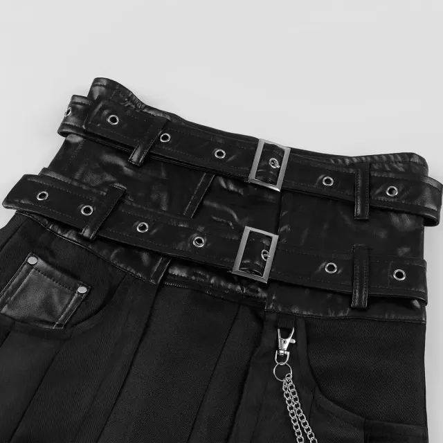 Men's Dark Gothic Asymmetric Pleated Cosplay Skirt detail 3