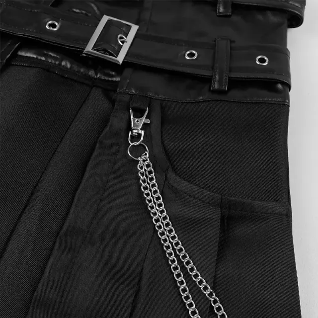 Men's Dark Gothic Asymmetric Pleated Cosplay Skirt detail 4