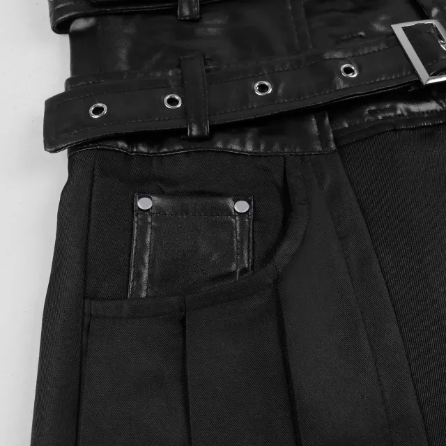 Men's Dark Gothic Asymmetric Pleated Cosplay Skirt detail 5