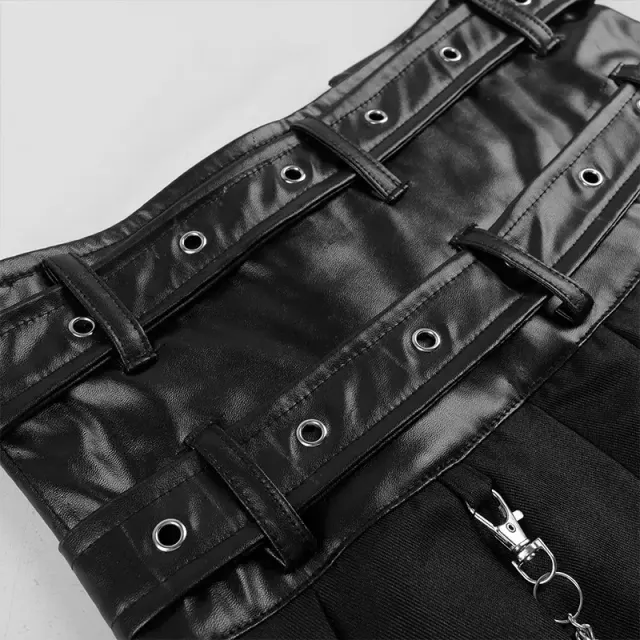Men's Dark Gothic Asymmetric Pleated Cosplay Skirt detail 7