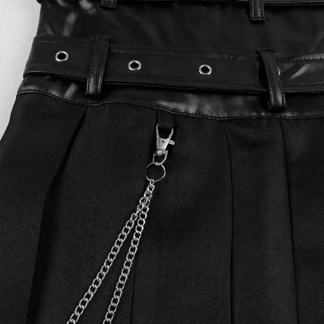 Men's Dark Gothic Asymmetric Pleated Cosplay Skirt detail 8
