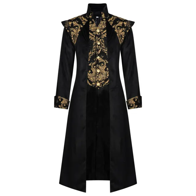 Men's Gothic Long Frock Coat for Halloween Cosplay detail 2