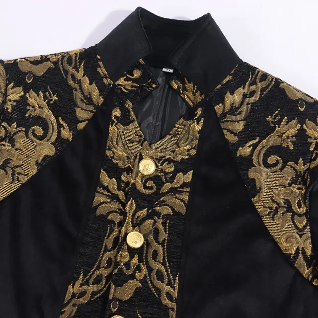 Men's Gothic Long Frock Coat for Halloween Cosplay detail 4