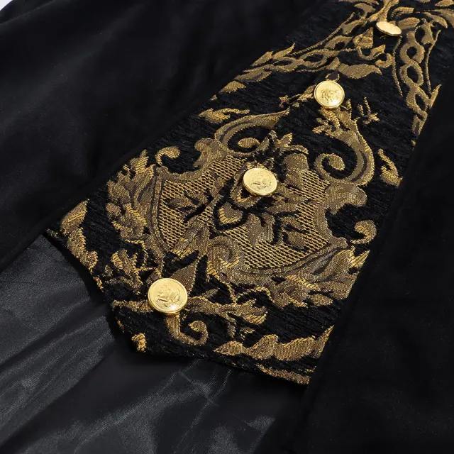 Men's Gothic Long Frock Coat for Halloween Cosplay detail 6