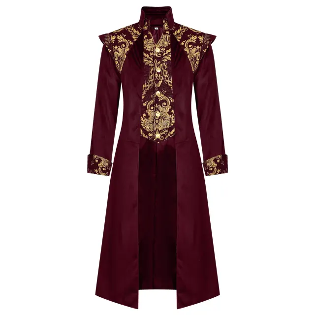 Men's Gothic Long Frock Coat for Halloween Cosplay detail 10