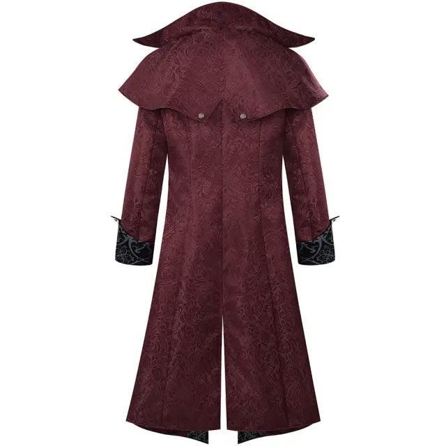 detalle de Chaqueta tipo abrigo de cosplay gótica medieval de Halloween para hombre 2
