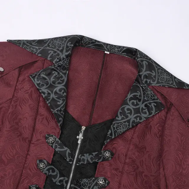 detalle de Chaqueta tipo abrigo de cosplay gótica medieval de Halloween para hombre 3