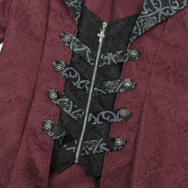 detalle de Chaqueta tipo abrigo de cosplay gótica medieval de Halloween para hombre 4