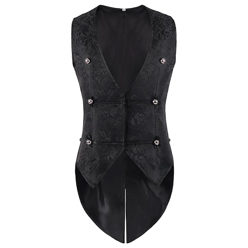 Men's Gothic Medieval Jacquard Vest Stage Cosplay Waistcoat detail 1