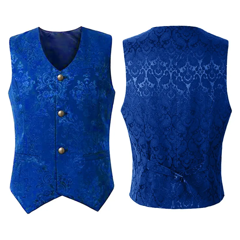 Men's Gothic Medieval Jacquard Vest Stage Cosplay Waistcoat detail 12