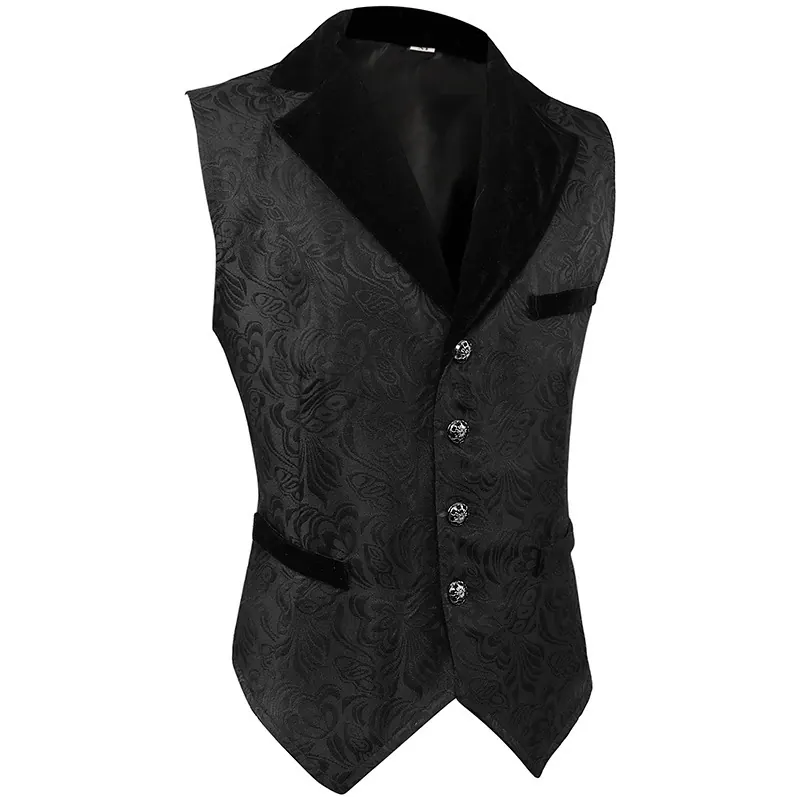 Men's Gothic Medieval Jacquard Vest Stage Cosplay Waistcoat detail 14