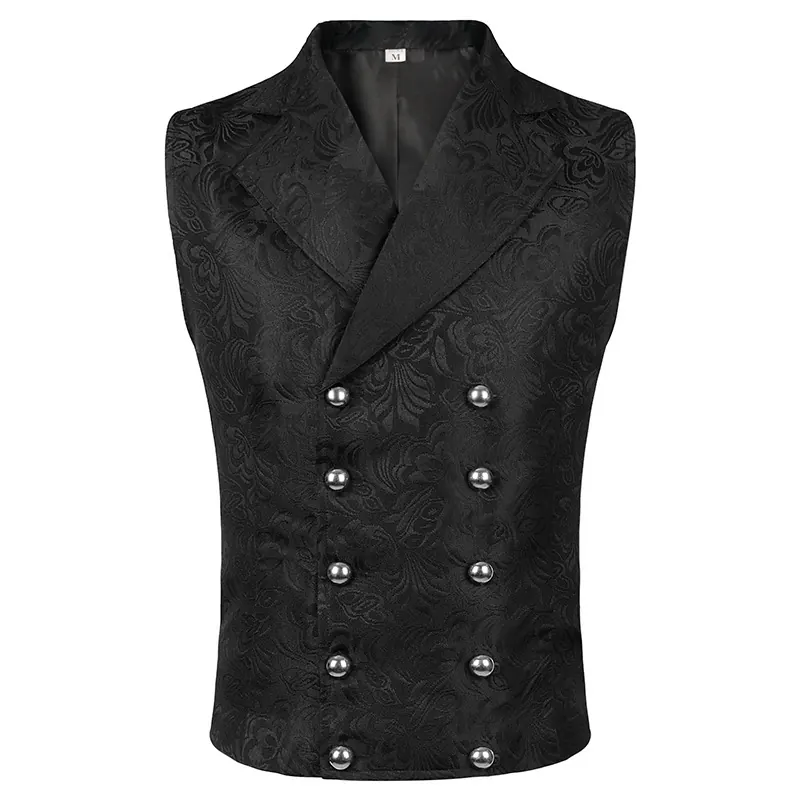 Men's Gothic Medieval Jacquard Vest Stage Cosplay Waistcoat detail 16
