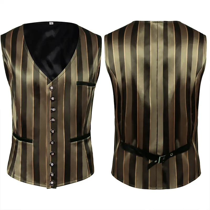 Men's Gothic Medieval Jacquard Vest Stage Cosplay Waistcoat detail 19