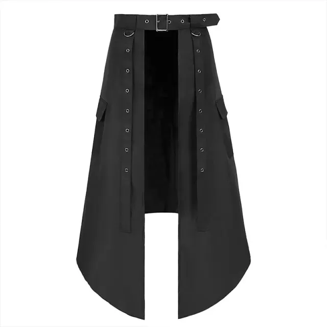 Men's Gothic Punk Asymmetrical Belted Half Skirt detail 1