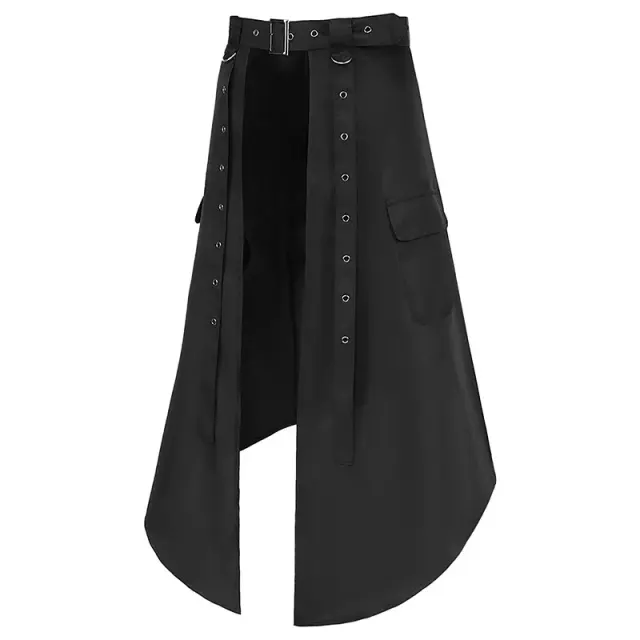 Men's Gothic Punk Asymmetrical Belted Half Skirt detail 2