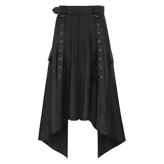 Men's Gothic Punk Asymmetrical Belted Half Skirt detail 8