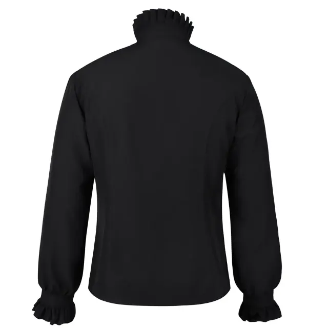 Chemise cosplay vampire gothique à col montant et volants pour homme détail 2