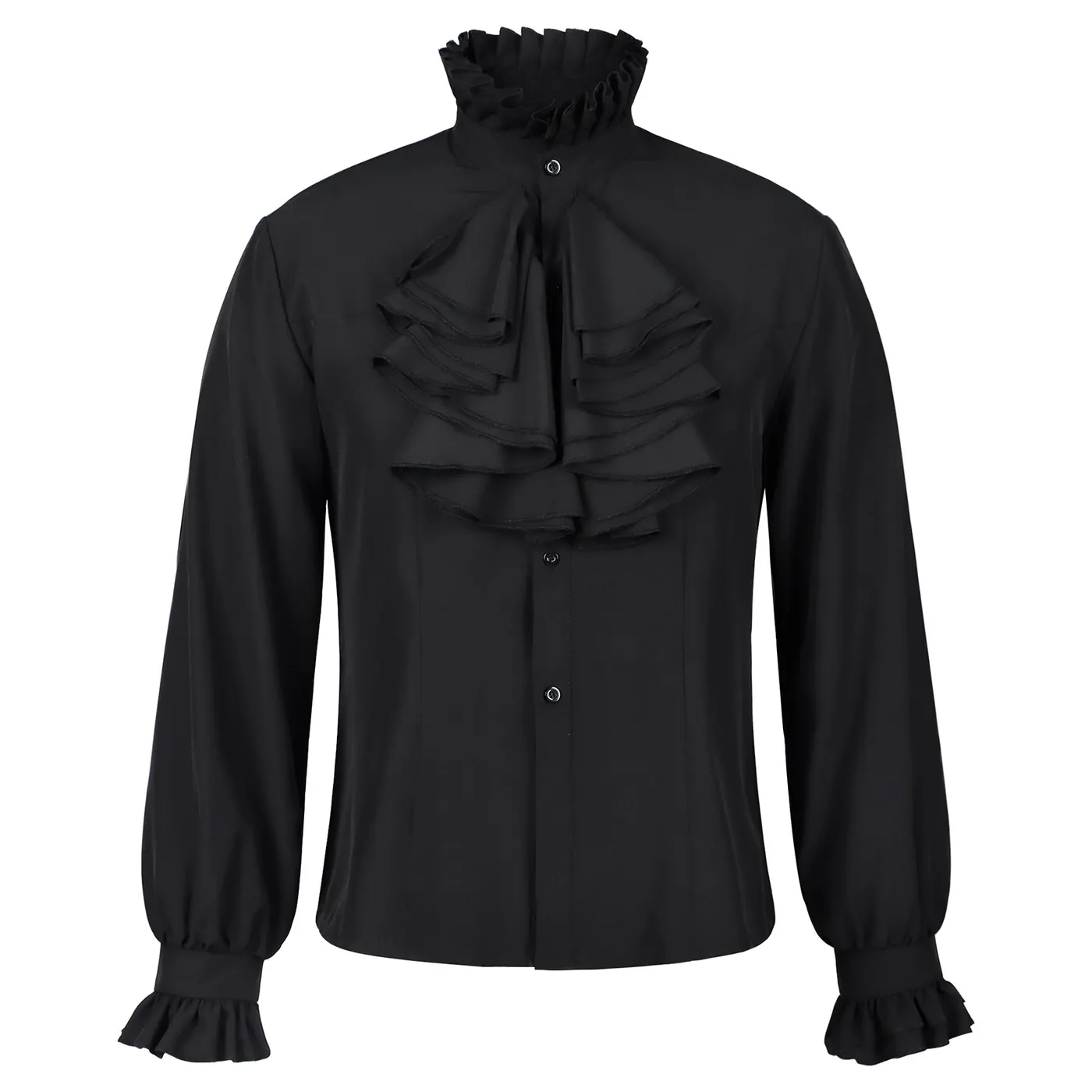 Men's Gothic Ruffled Stand-Collar Vampire Cosplay Shirt detail 3