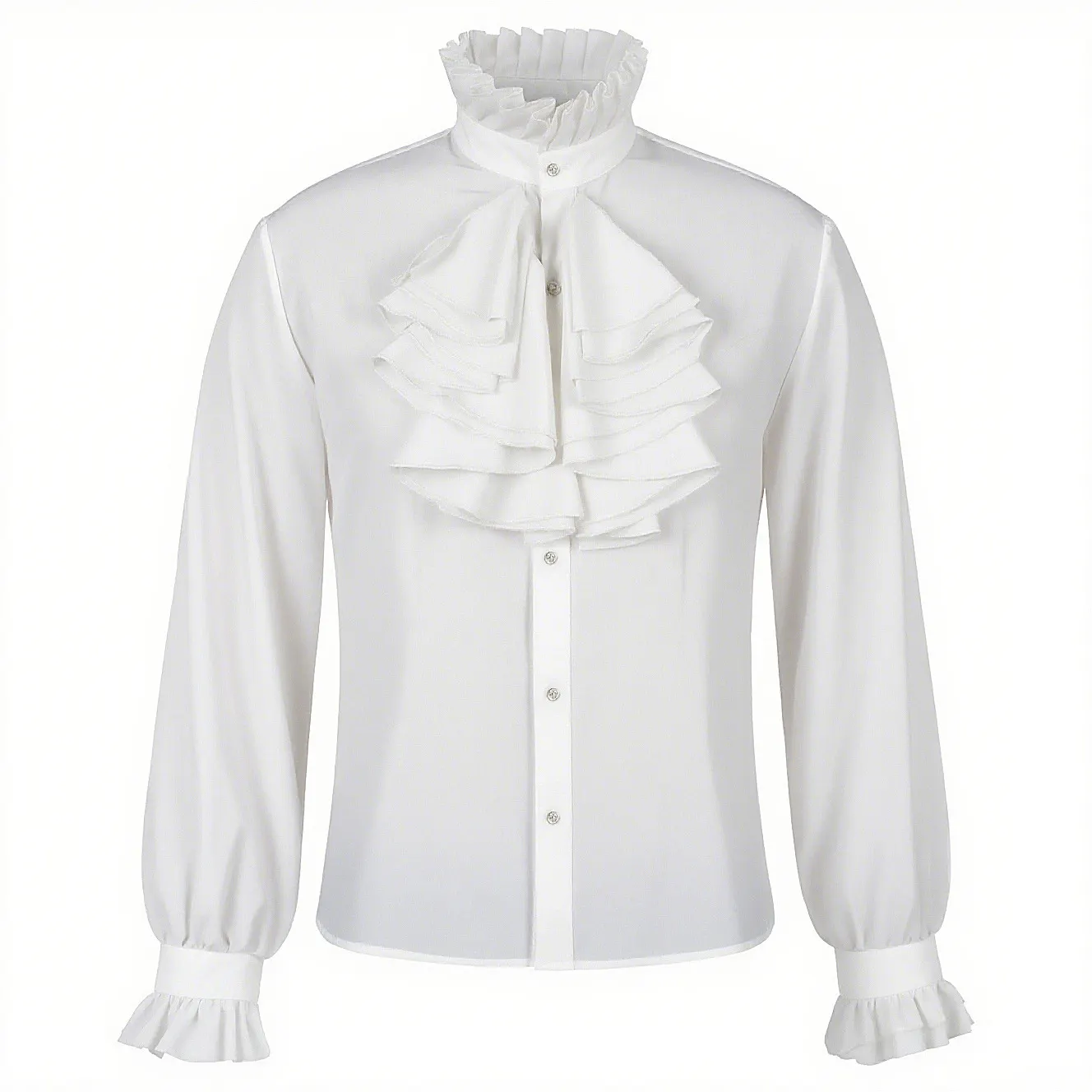 Men's Gothic Ruffled Stand-Collar Vampire Cosplay Shirt detail 9