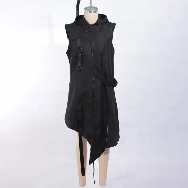 Men's Gothic Sleeveless Long Vest for Halloween Cosplay detail 1
