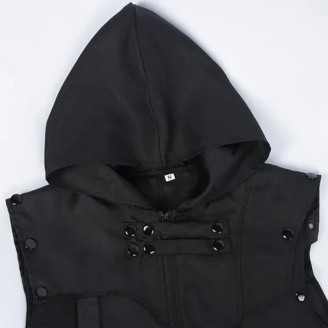 Men's Gothic Sleeveless Long Vest for Halloween Cosplay detail 2