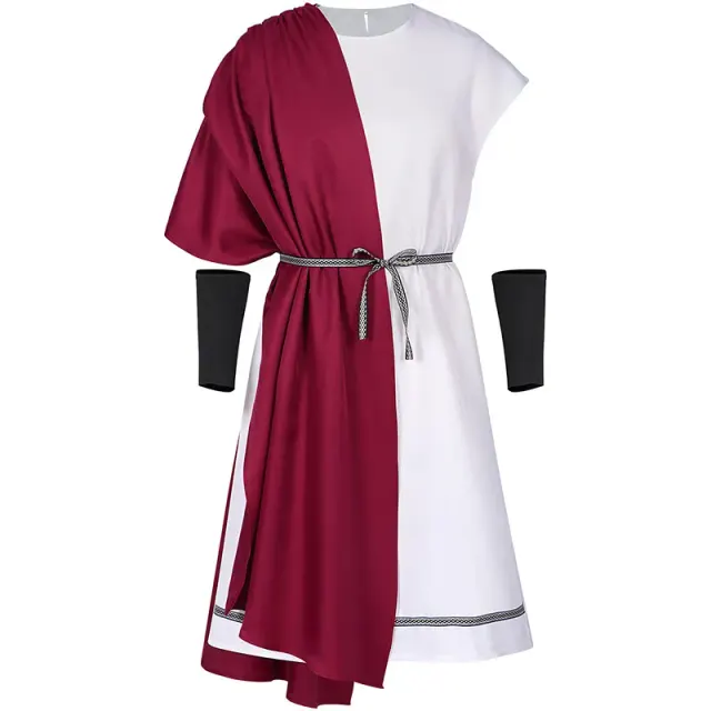 Men's Greek Roman Toga & Gold-Trim Tailcoat Costume Set detail 2