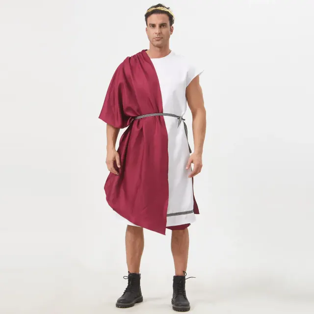 Men's Greek Roman Toga & Gold-Trim Tailcoat Costume Set detail 12