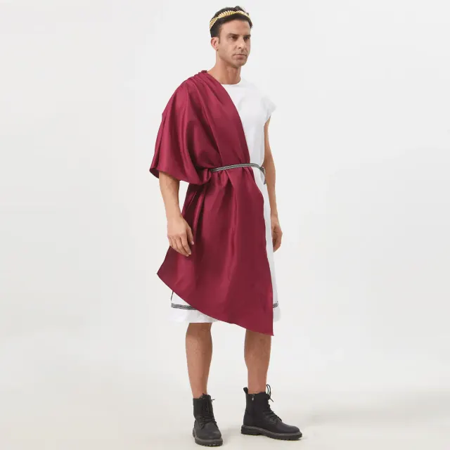 Men's Greek Roman Toga & Gold-Trim Tailcoat Costume Set detail 14